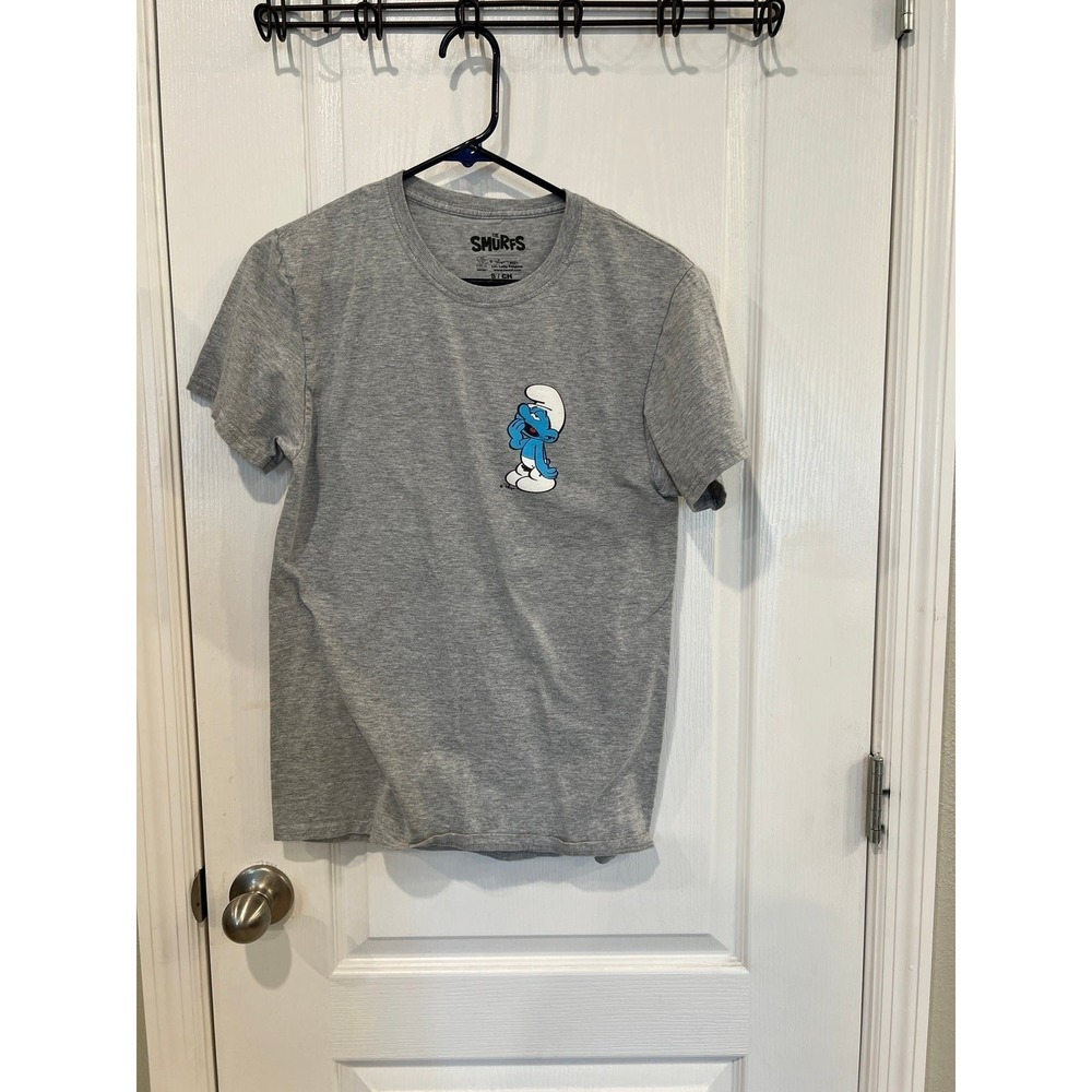 Smurfs Graphic T Shirt Mushroom Heather Gray Cartoon Tee Mens Size S/M